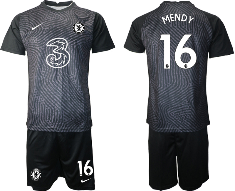 Men 2021 Chelsea black goalkeeper #16 soccer jerseys